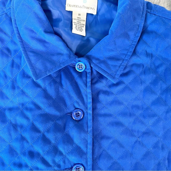 Drapers & Damons Blue Quilted Lined Button Down Collared Vest Womens Size 1X - Picture 12 of 12